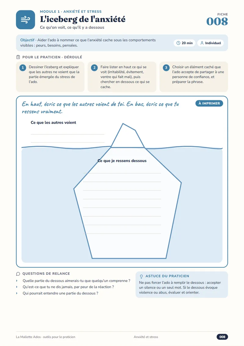 Fiche 008 L’iceberg de l’anxiété